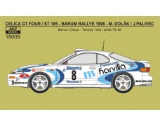 Decal – Toyota Celica ST 185 - Barum Rally 1996 – M.Dolák 1/18 - LIMITED